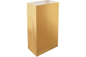 LumaBase Paper Luminaria Bags, Gold - Set of 24