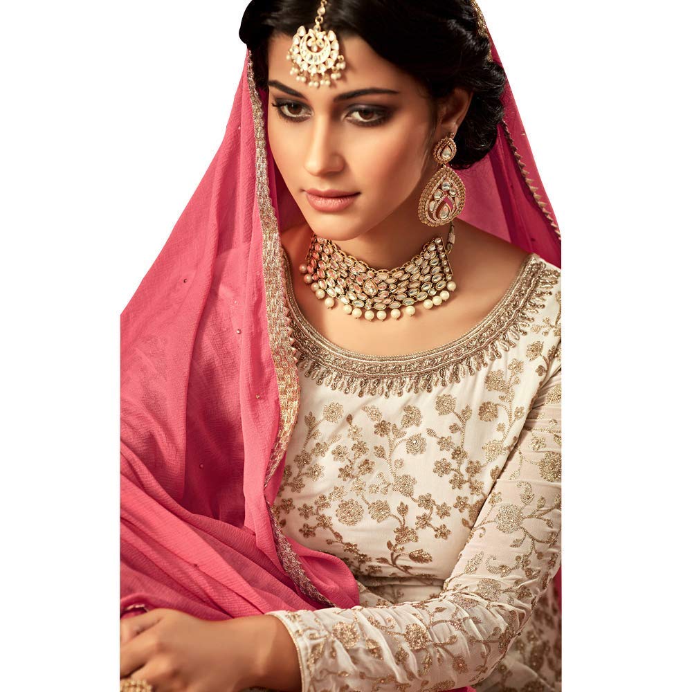 generic women's georgette fabric heavy embroidered palazzo suit (lnf141, white, 4xl)