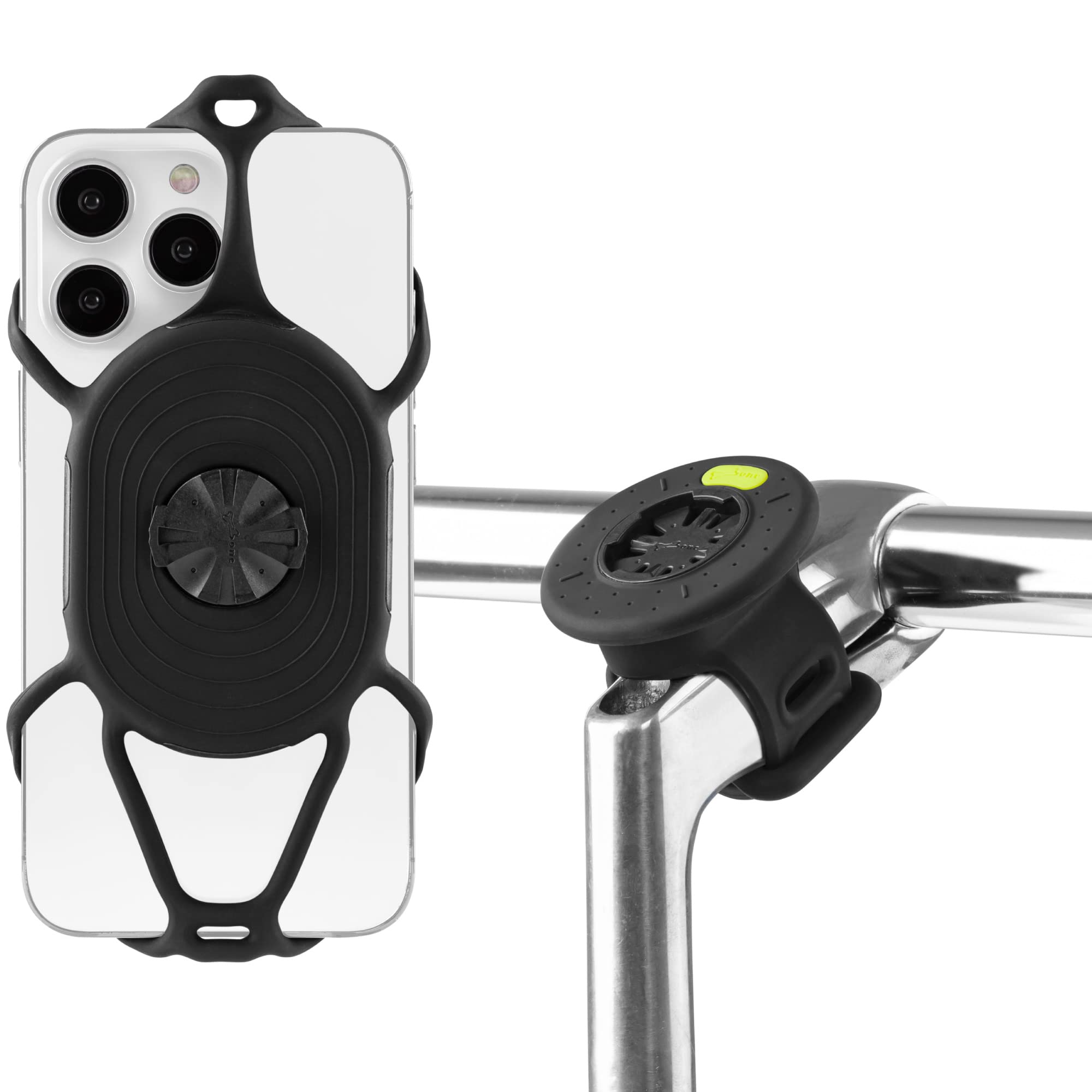 Bike Tie Connect Kit 2, Bike Cell Phone Mount for Stem, Detachable & 360° Rotatable Silicone Holder with Shock-Absorbing Design, Cycling Phone Holder for Most Smartphones (Stem - Connection Kit)