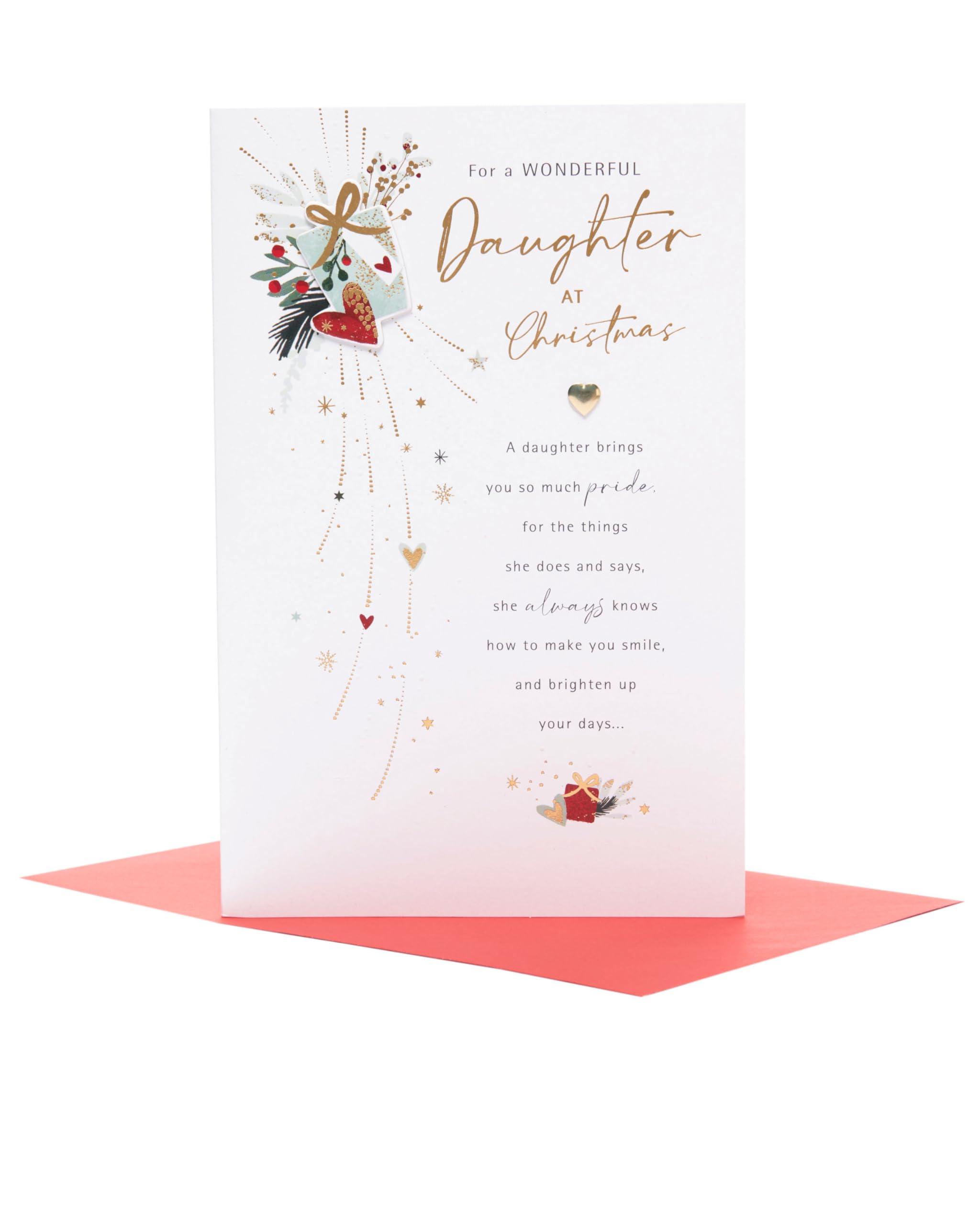 UK Greetings | Christmas Card for Daughter | Xmas Presents | Her, Girls, Women | Sentimental Design | With Envelope | 25.4 x 16.5 cm