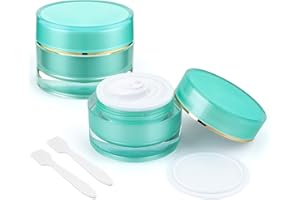 WOWANG Travel Cream Jars TSA Approved Travel Size Containers for Toiletries 1.69oz 2Pcs Leak proof Plastic Jars Wide Mouth Small Cosmetic Containers with Lids Travel Accessories