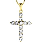 STARCHENIE Cross Necklace Sterling Silver Crucifix Pendant Gemstones Jewelry for Women
