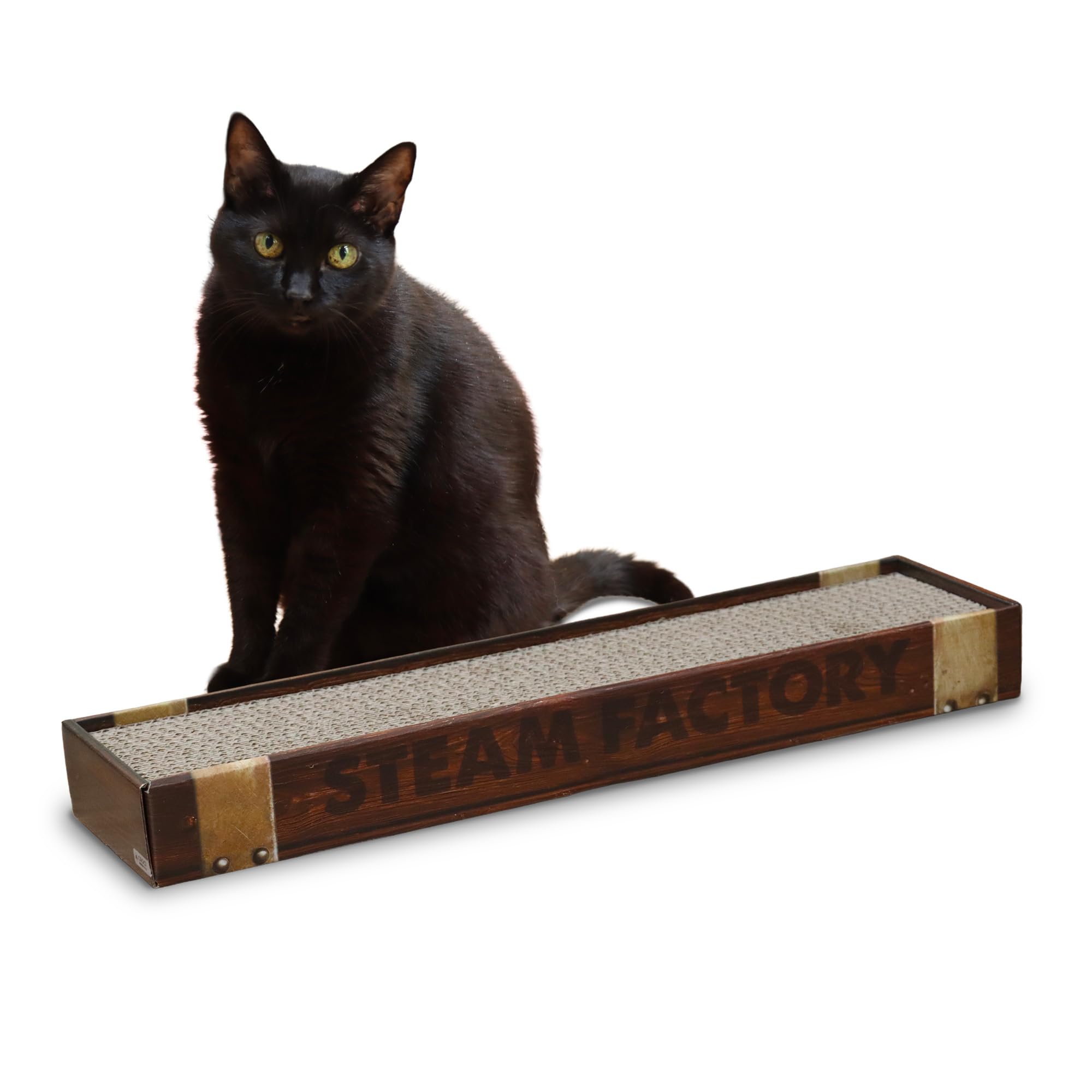 Croci HomedecoreEssence - Cardboard scratching post for adult cats, rectangle with 2 reversible layers, non-slip feet, catnip bag included, 48x12,5x5 cm