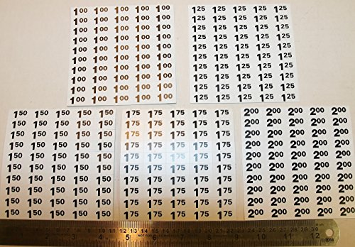 Vending machine price label stickers - $1.00, $1.25, $1.50, $1.75 & $2.00 labels