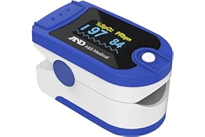 A&D Medical Fingertip Pulse Oximeter UP-200CN – For Athletic & General Wellness Use. Tracks O2, SpO2, Pulse. Includes case, l