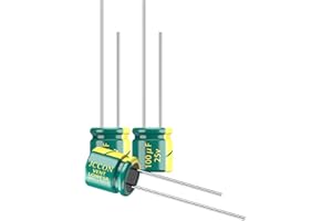 JCCON 10-Pack 25V 100uF Premium Quality Low ESR Electrolytic Capacitors 6x7mm (0.24x0.28in), 25Volt 100MFD High-Frequency Caps with Superior Performance