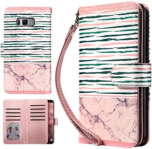 UrbanDrama for Samsung Galaxy S8 Plus Case Galaxy S8 Plus Wallet Case, Faux Leather Magnetic Closure Credit Card 9 Slots Cash Holder Protective Case for Samsung S8 Plus 6.2 inch, Rose Gold