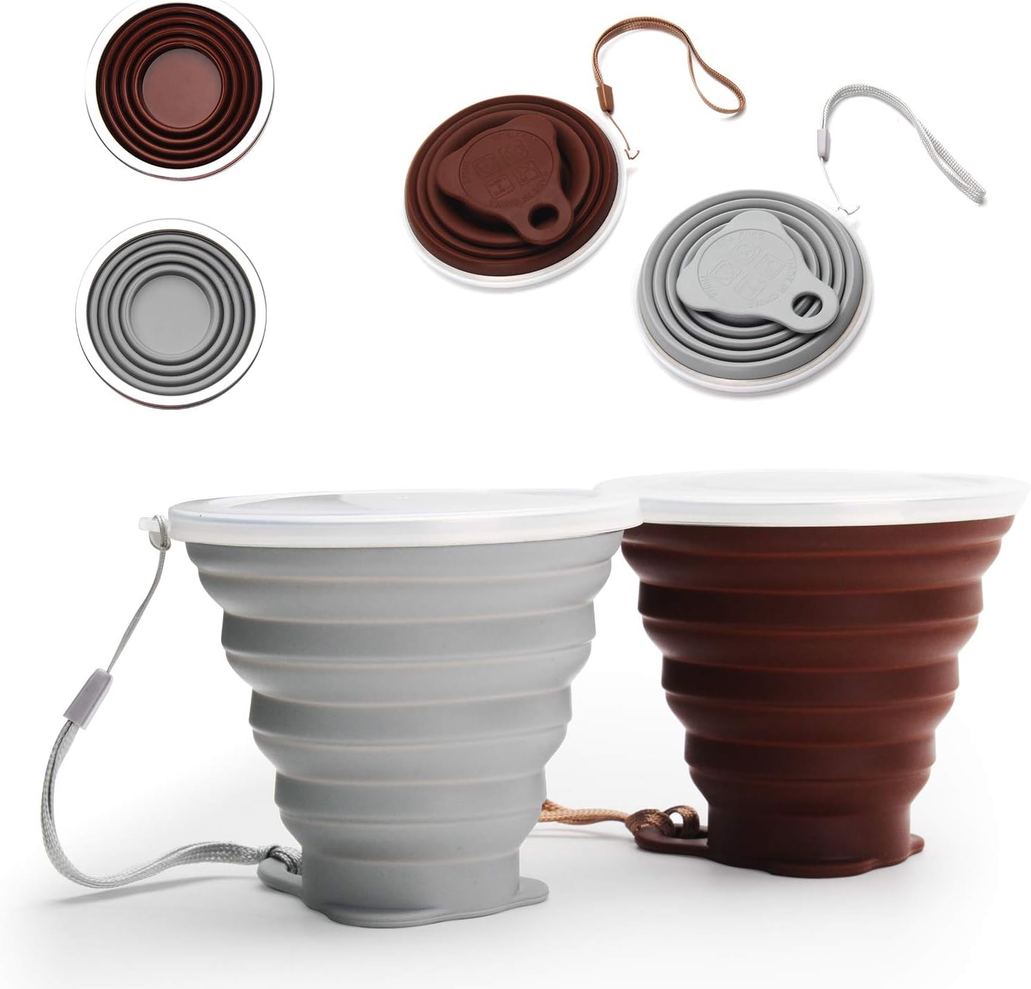 DeHub Copas de Silicona Plegables, Taza de Viaje Plegable de Silicona