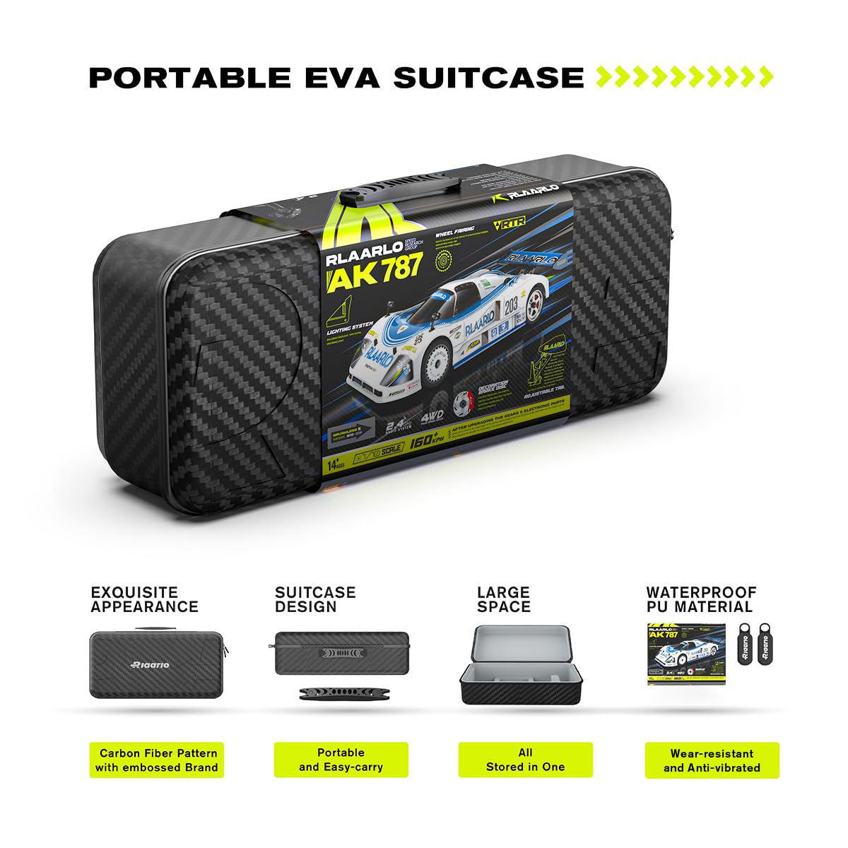 AMORIL 1/10 AK-787 Super Fast Brushless RC Drift Cars for Adults,Max 200KM/H Carbon Fiber On-Road Supercar with 3660 3900KV Brushless Motor,120A ESC,9KG Metal Servo,Waterproof Suitcase