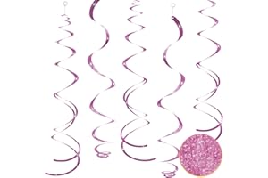 AGROKO 30 pcs Pink Hanging Swirls Decorations Swirl Party Decorations Plastic Party Streamer for Ceiling, 26"