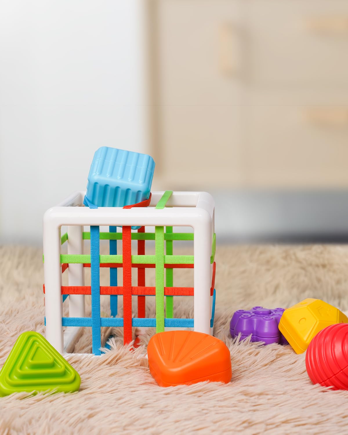 LiKee Montessori Toys for 1+ Years Old, Shape Sorter Baby Toys for Girls Boys Birthday, Colorful 1 2 3 Year Infant Toddler Toy, Learning & Fine Motor Skills 18+ Months (Cube)