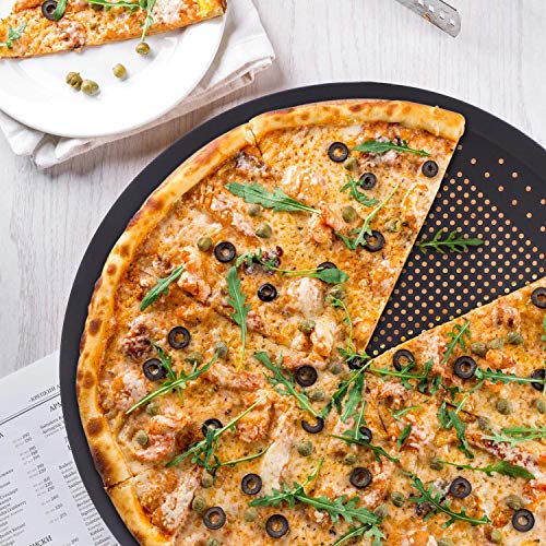 Perforated Pizza Crisper, Segarty 12 inch Pizza Pan with Holes, Professional Pizza Tray for Oven, Thickened Steel Round Pizza Baking Sheet Kitchen Bakeware Set for Home & Restaurant - Thumbnail 2