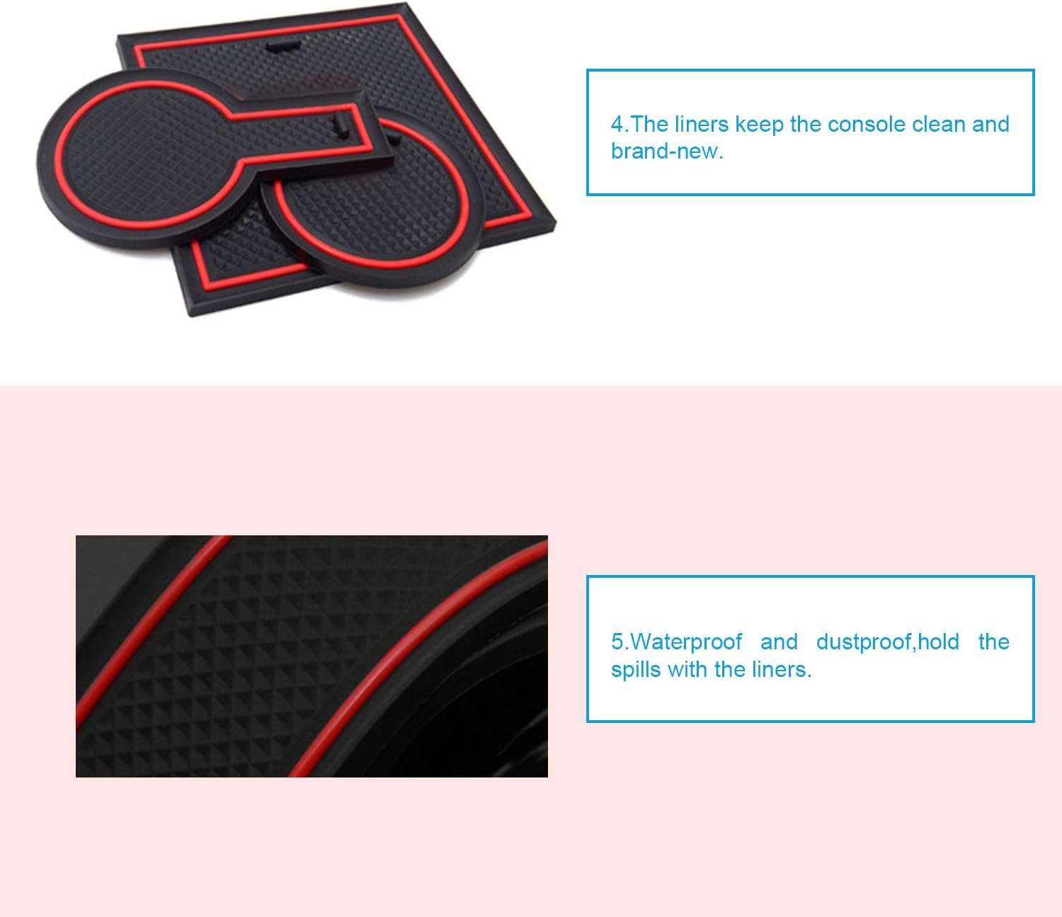 CDEFG Non-Slip Gate Slot Pad Cup Mats Auto Interior Door Slot Pads Mat for V W Golf 7 R GTD GTI GTE Automobile Center Console Liner Parts Car Styling Cushion Accessories (Red) - Image 5
