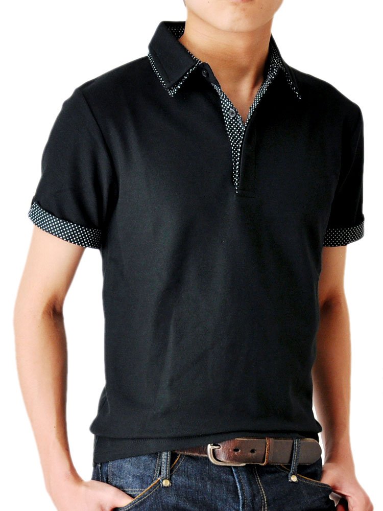 ARONA(アローナ) C/M1.5 Polka Dot Double Collar Short Sleeve Polo Shirt