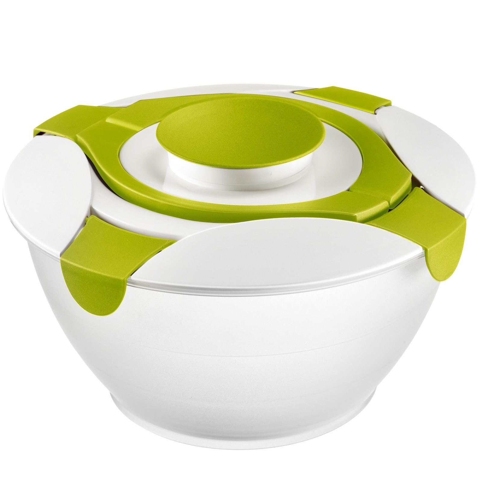 Westmark Salad Butler Bowl With Handles And Dressing Container, Volume: 6.5 Litres, Plastic, Praktika, Transparent/White/Green, 2422227A — image 1
