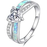 Hancock Infinity Promise Rings 925 Sterling Silver Heart Moissanite Opal Promise Rings for Her Spiritual Protection Gift for Women 7#
