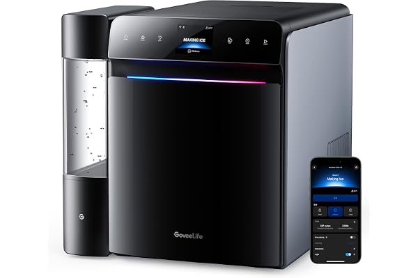 GoveeLife Smart Countertop Ice Maker 2 Pro, 3-Minute Fast 9 Ice Cubes with 3 Size, 47lbs Daily, 40dB Quiet, Smart Pre-Cooling, App & Voice Control, Self-Clean, Dual Water Tanks for Home, Coffee, Party