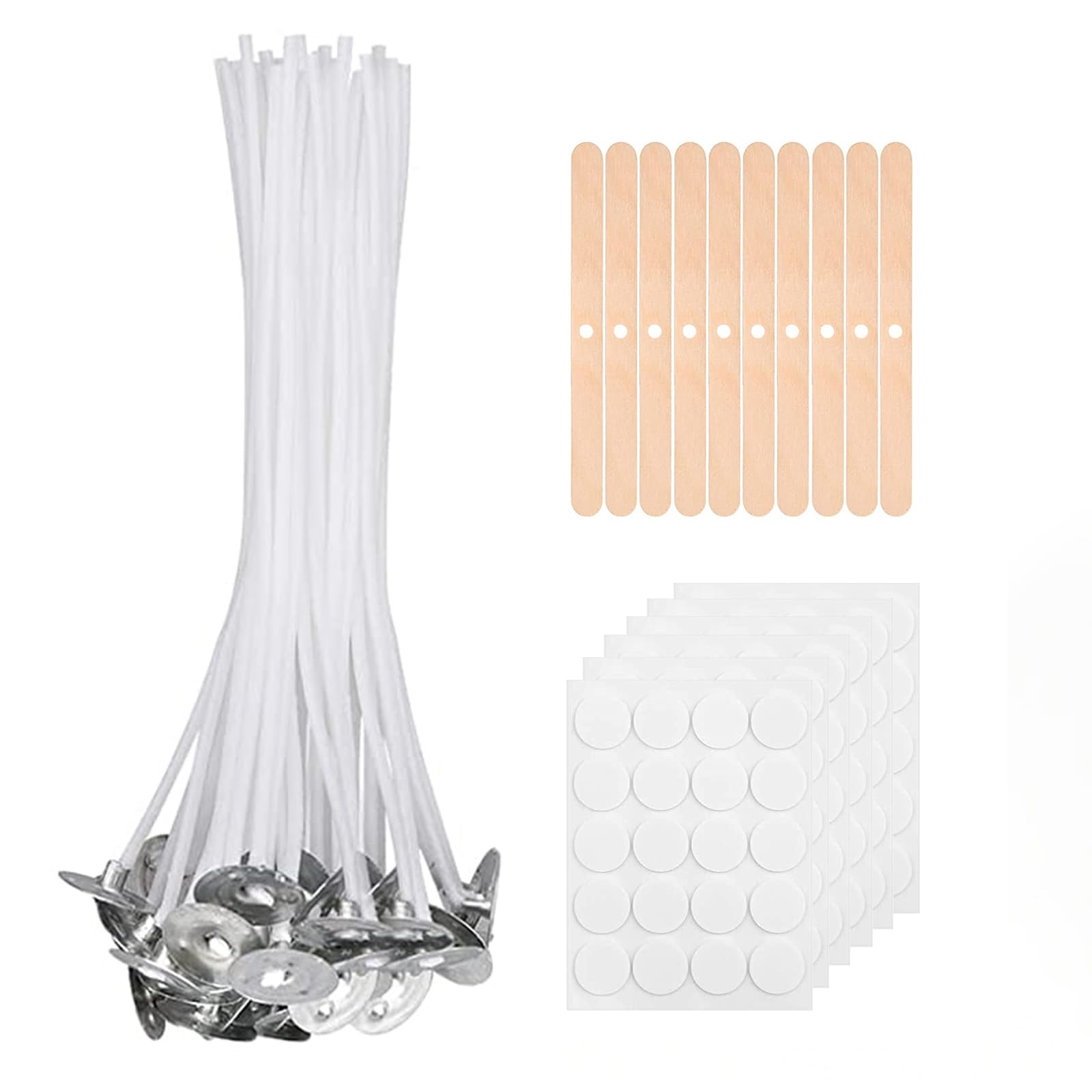 EnixwH Pack of 100 Candle Wicks for Candles, Smokeless Candle Wicks Set, Natural Odourless Wicks for Candles Quiet Flame, Long Burning Time, for DIY Candle Making, Christmas (20 cm)