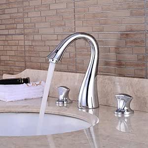 Montado en cubierta Grifo de fregadero de baño extendido 3 orificios