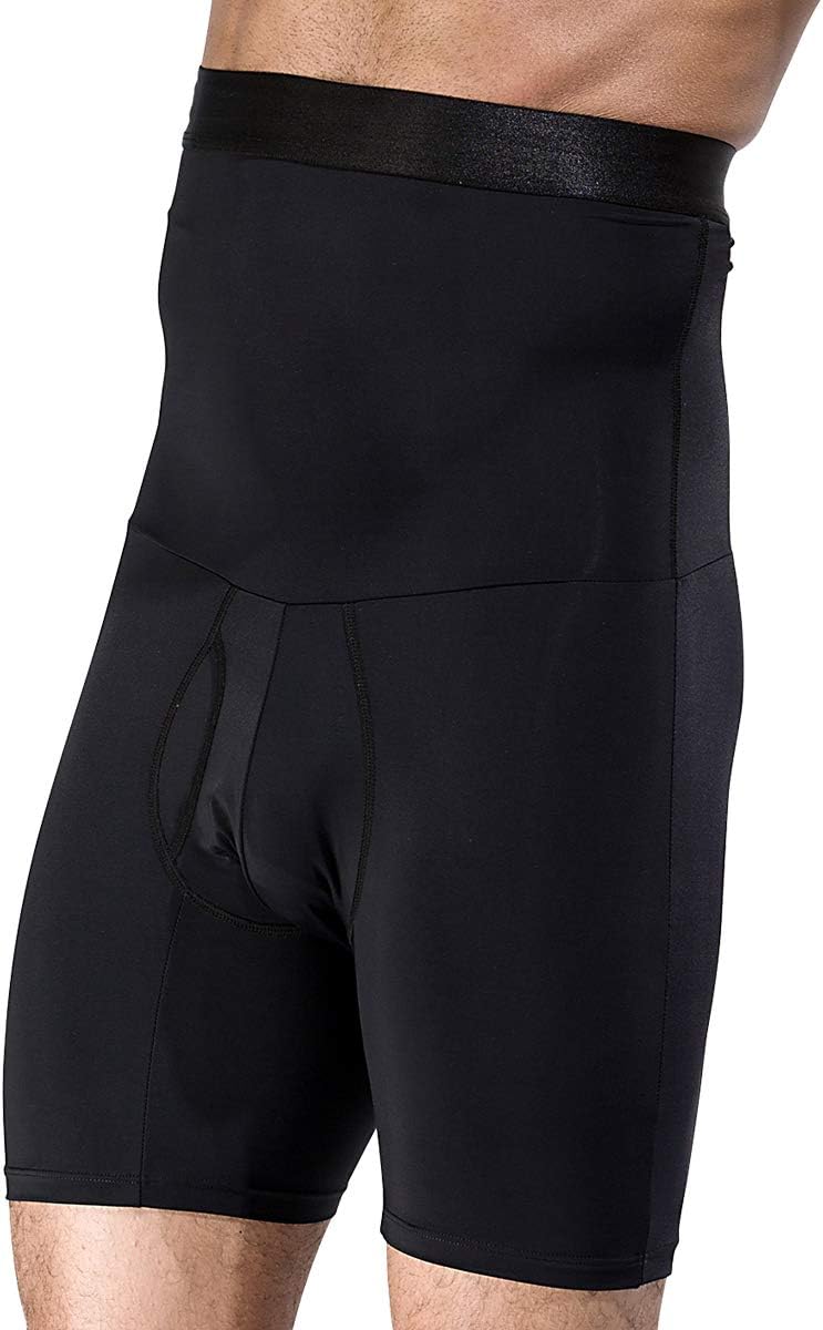Shaxea Men's Shapewear High Waist Tummy Abdomen Leg Control Shorts Anti-Curling Slimming Body Shaper Underwear Boxer Brief