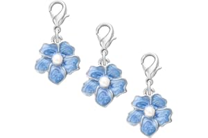 SENFAI Forget Me Not Charms Black Lava Rock Charming Elastic Bracelet Hand Accessory