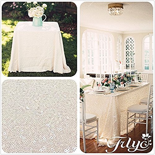 TRLYC 60"105" Ivory Sequin Table Cloth For Wedding eBay