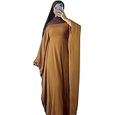 Abaya Dress for Women Soft Crepe Like Linen Khimar Butterfly Batwing Dubai Islam Muslim Kaftan Modest Prayer Dress