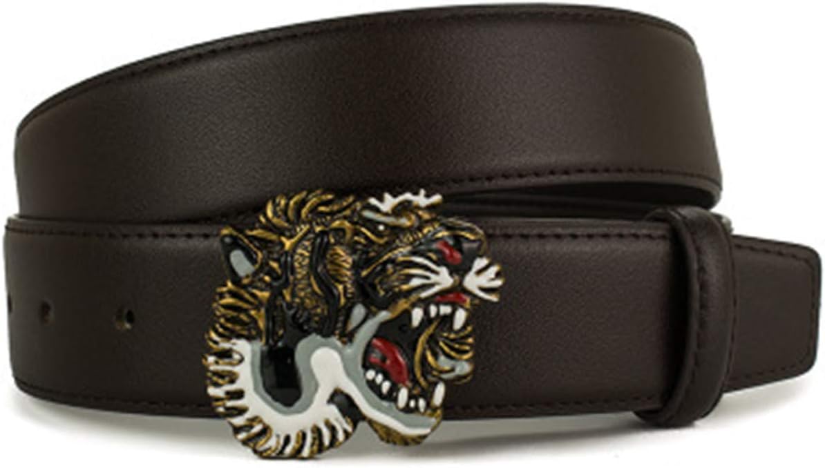 Men's and women's leather double g color tiger head buckle leather belt