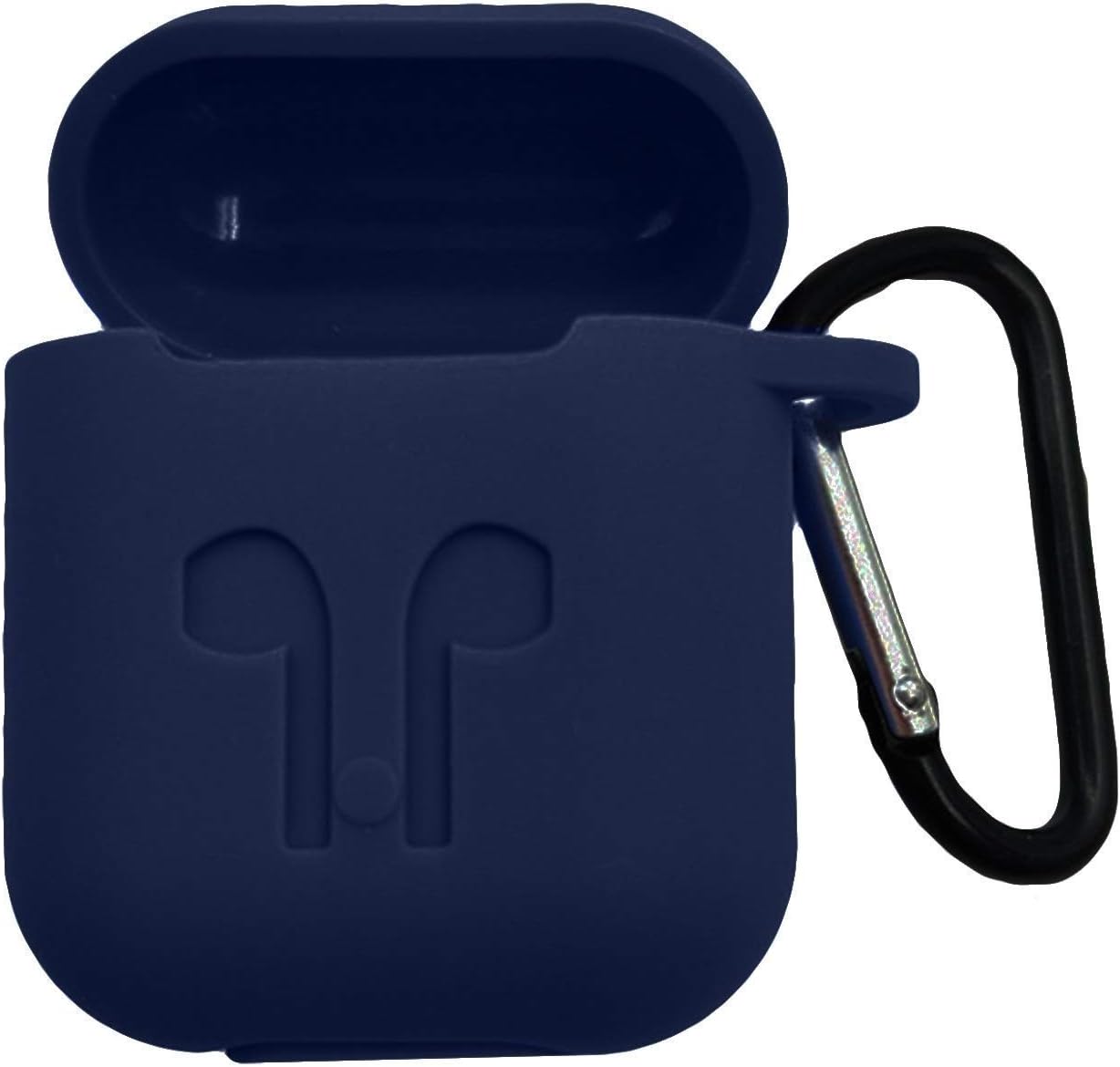 MOBiZAFS Wireless Silicone Shock Proof Protection Sleeve Carrying Bag Case Cover with Key Chain for AirPods Headset (Navy Blue)
