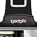 iGadgitz U3264 Reflective Anti-Slip Black Sports Jogging Gym Armband with Key Slot Compatible with Sony Walkman NWZ-A15, A17, A25, A27 8GB 16GB 32GB & 64GB - Black