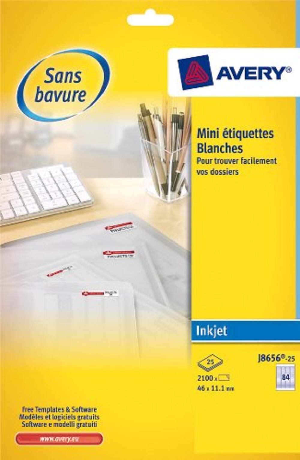 Avery J8656-25 Ink Jet Printer Labels (46 x 11.1 MM 2100 Labels White