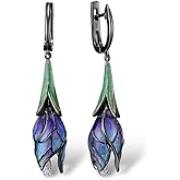 Santuzza Sterling Silver Enamel Tulip Earrings for Women