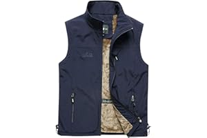 Gihuo Men's Sherpa Lined Fleece Vest Winter Fishing Travel Utility Vest Gilet