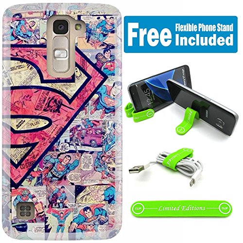 [Ashely Cases] ZTE Zmax Pro Cover Case Skin with Flexible Phone Stand - Superman Vint Cartoon