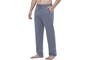 HMIYA Men's Cotton Yoga Sweatpants - Casual Lounge Baggy Pants Athletic Jersey Pants with Open Bottom and Pockets