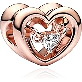 VALGACLS Mom Wife Daughter Love Heart Wedding Rings Charms 925 Sterling Silver Charms for Bracelets Necklace Valentine's Day Mother's Day Jewelry Charm for Women