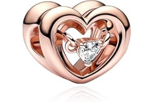 VALGACLS Mom Wife Daughter Love Heart Wedding Rings Charms 925 Sterling Silver Charms for Bracelets Necklace Valentine's Day Mother's Day Jewelry Charm for Women