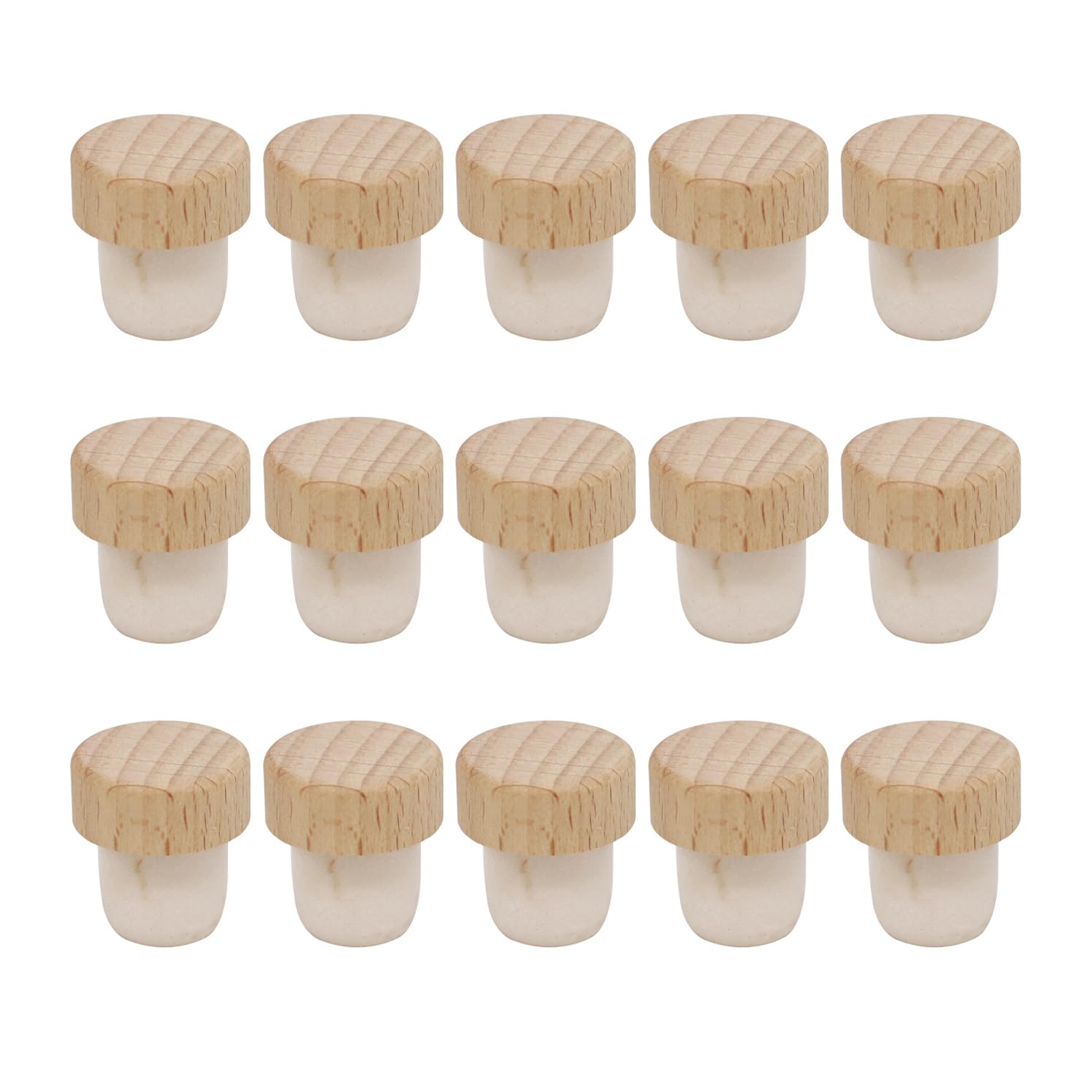 15 Glass Bottle Stoppers, Wooden Sealing Insect-Proof Bottle Stoppers, Reusable Bottle Stoppers, Suitable for Sealing Champagne, Beer and Wine, Etc