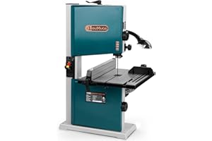 LeuMuas 3 Amp 9-Inch Benchtop Band Saw, 2-Speed（1700/2500FPM）with 360° Work Light, Miter Gauge & Rip fence, Steel Base for Woodworking