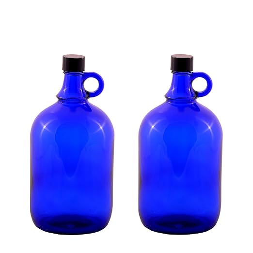 LGL Haushaltswaren GmbH Blaue Glasballonflasche 2X 2 Liter aus Blauglas Flasche mit Schraubverschluss und Henkel (2x2Liter)