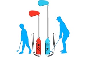 NANANINO Golf Clubs for Nintendo Switch Mario Golf Super Rush 2021, Adjustable Handle Grip Compatible with Mario Golf Switch - Blue and Red