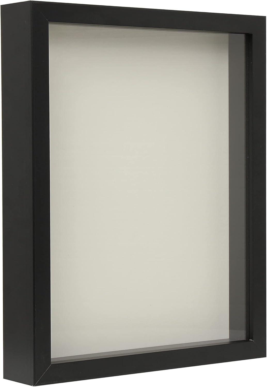 Photo Albums, Frames & Accessories - FrameWorks 8” x 10” Black Wooden Shadow Box Frame – Soft Felt Back, Tempered Glass, and Included Elegant White Ball Push Pins