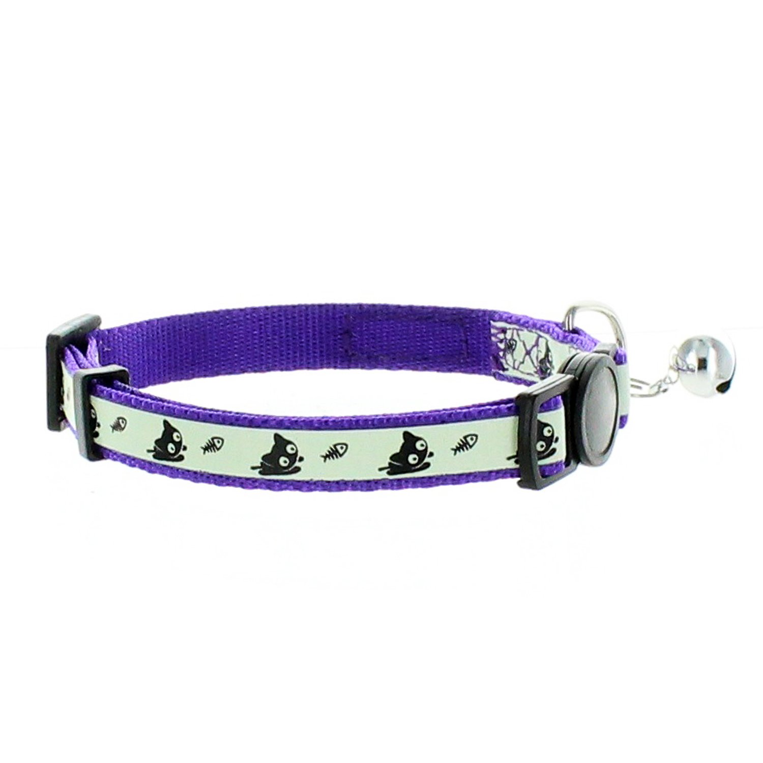 Pawtitas Pet Glow In The Dark Cat Collar with Safety Buckle and Bell