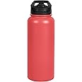 Fifty/Fifty Sport Water Bottle, Straw Cap with Wide Mouth, 34 oz/1 Large, Coral