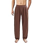 ESTAMICO Men's Cotton Linen Casual Yoga Pants Loose Fit Elastic Drawstring Waist Summer Beach Pant