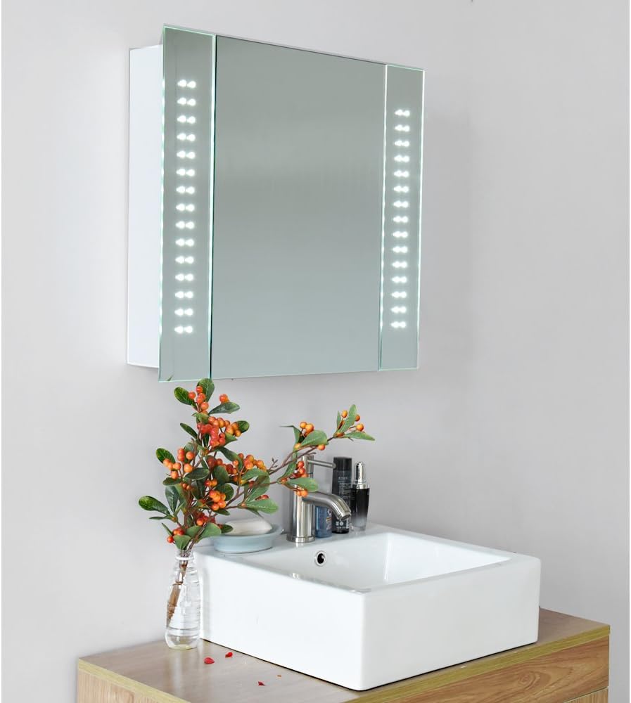Britoniture 60 LED Light Illuminated Bathroom Mirror Storage