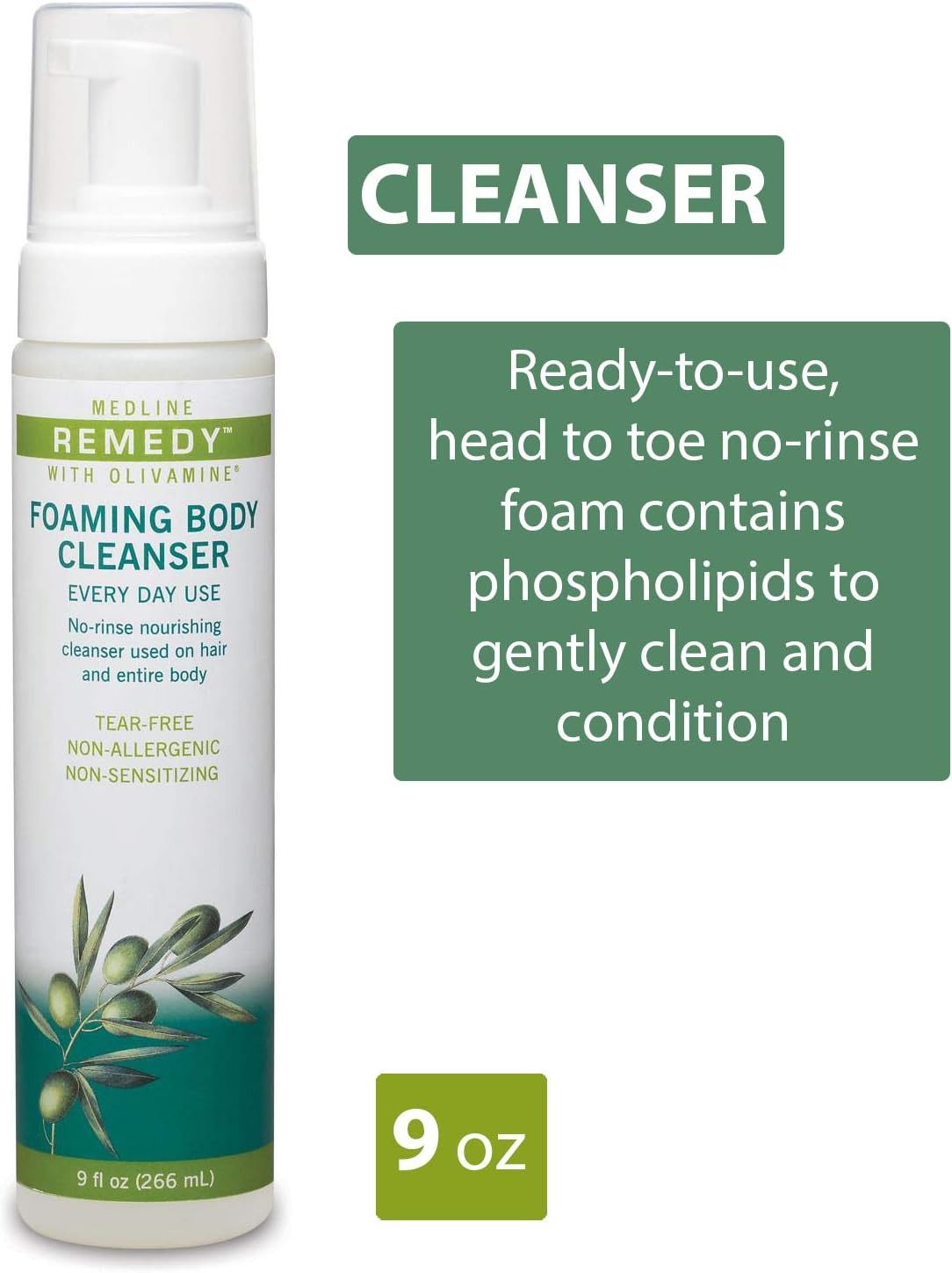 Medline Remedy Olivamine Foaming Body Cleanser, 9 fl. oz.: Health & Personal Care