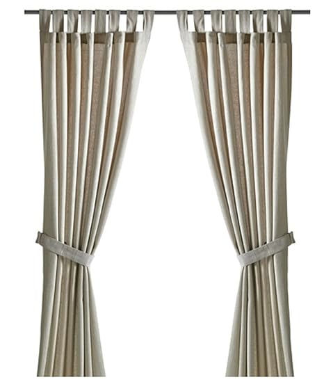 Ikea Lenda Pair Of Curtains With Tie Backs Light Beige 2 Panels