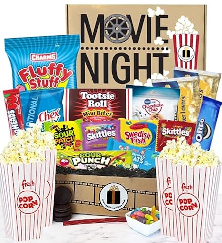 Deluxe Movie Night Gift Baskets - Popcorn Gift Set For A Memorable ...