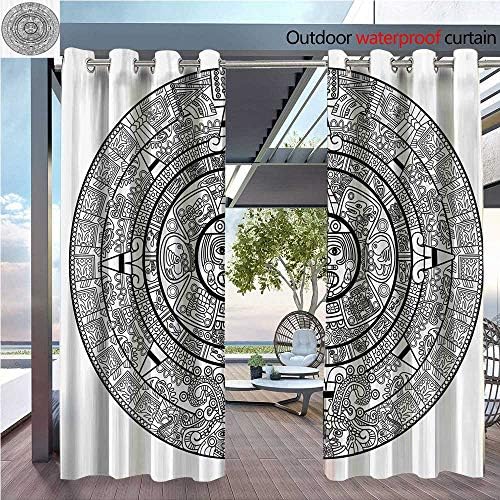 DESPKON Facial Blend Fabric high Density Maya Calendar Indigenous Antiquities Astrological Shading for Outdoor W108 x L96 INCH